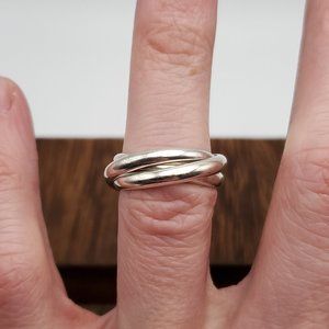 Size 6 925 Sterling Silver Cool Simple Triple Ring